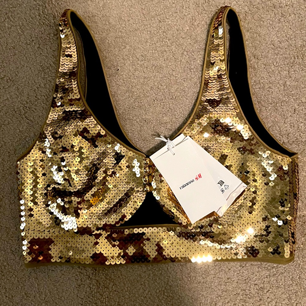 Rabanne H&M Sequined Crop Top - M NWT